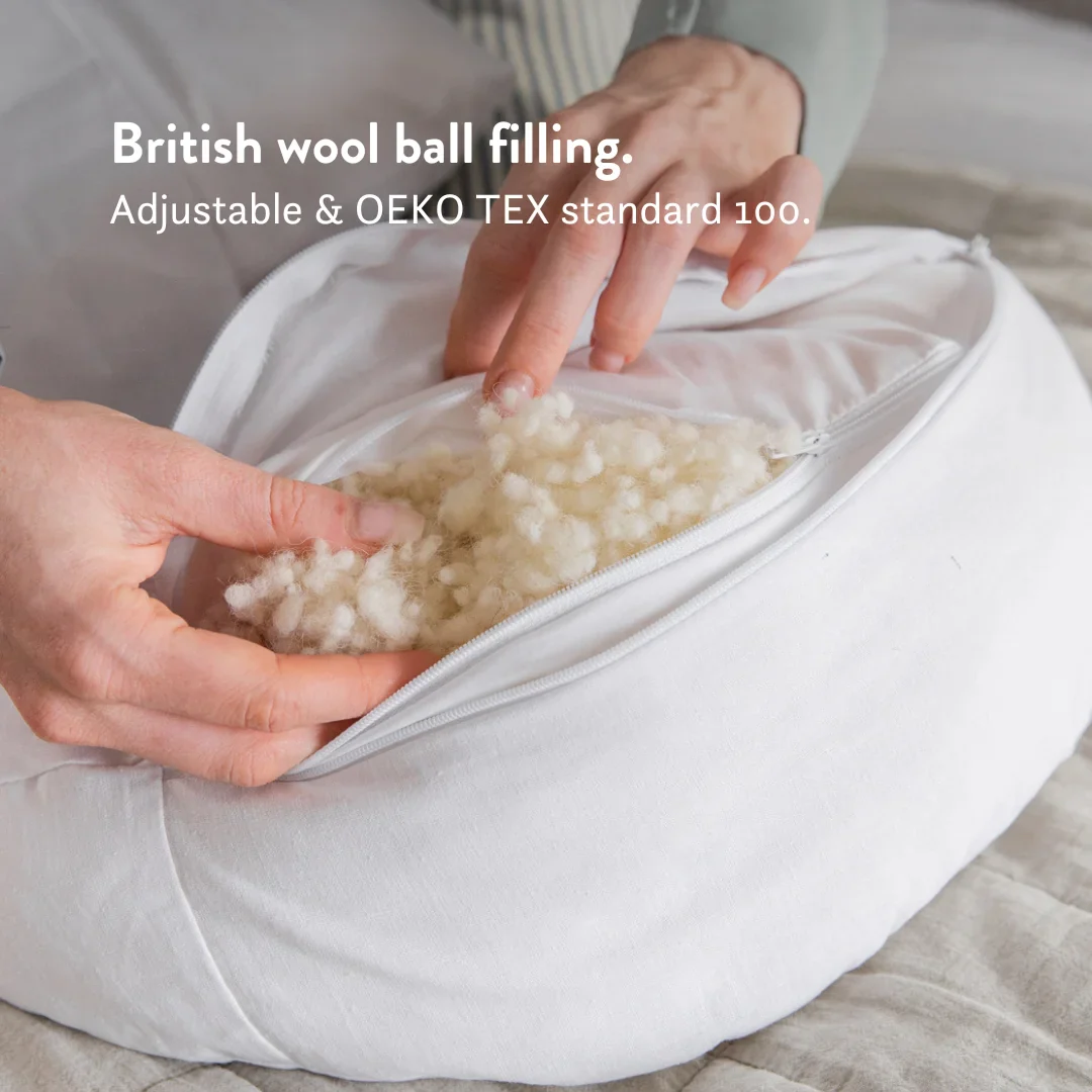 Back & Bump Pillow with British Wool Filling - Pregnancy Cushion - Image 3
