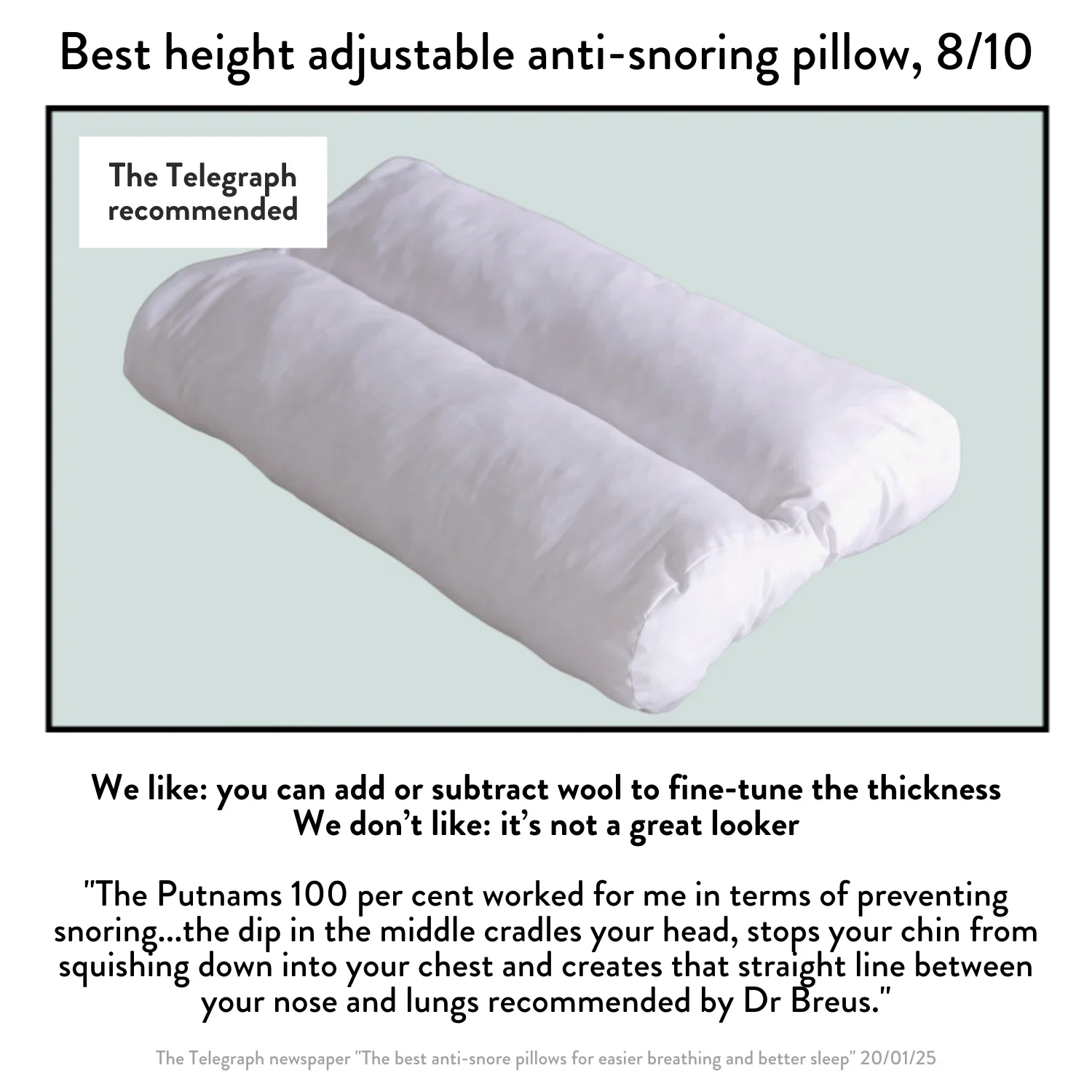British Wool Contour Pillow - Anti-Snoring - Image 4