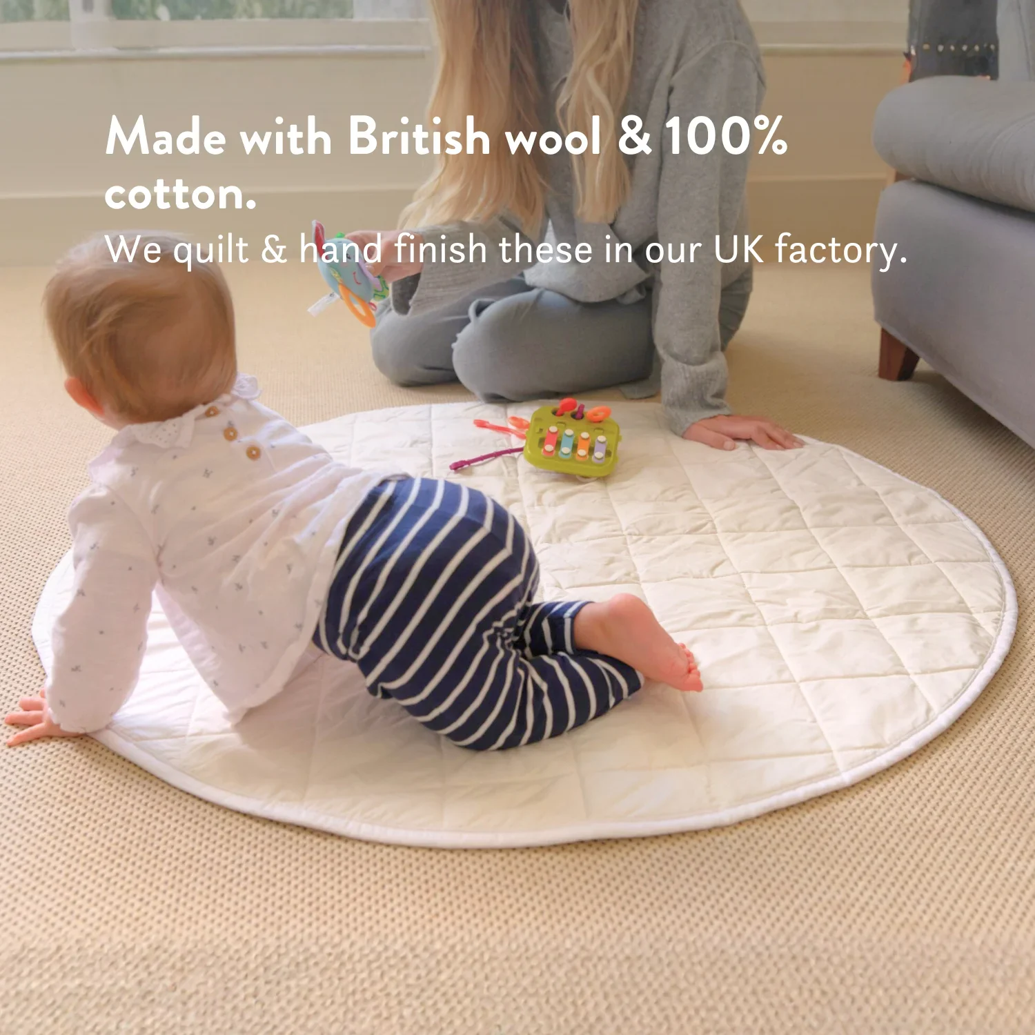 Organic Baby Playmat - 100% Cotton & Washable British Wool - Image 3