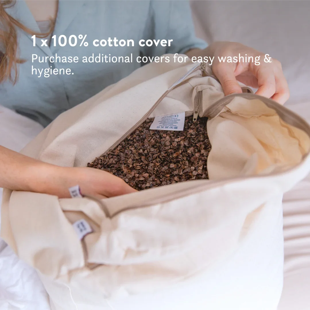 Organic Buckwheat Hull Pillow - Adjustable Natural Support - 100% Cotton Cover - Image 7