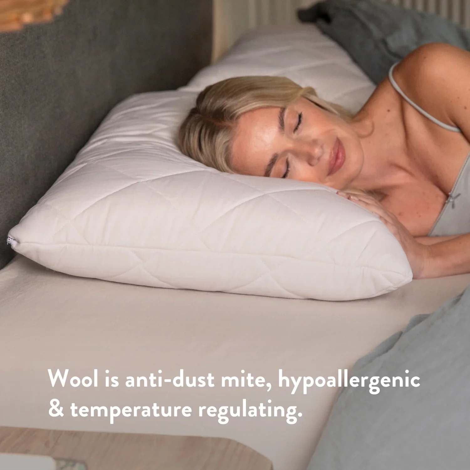 Quilted British Wool Pillow - Adjustable - Image 3