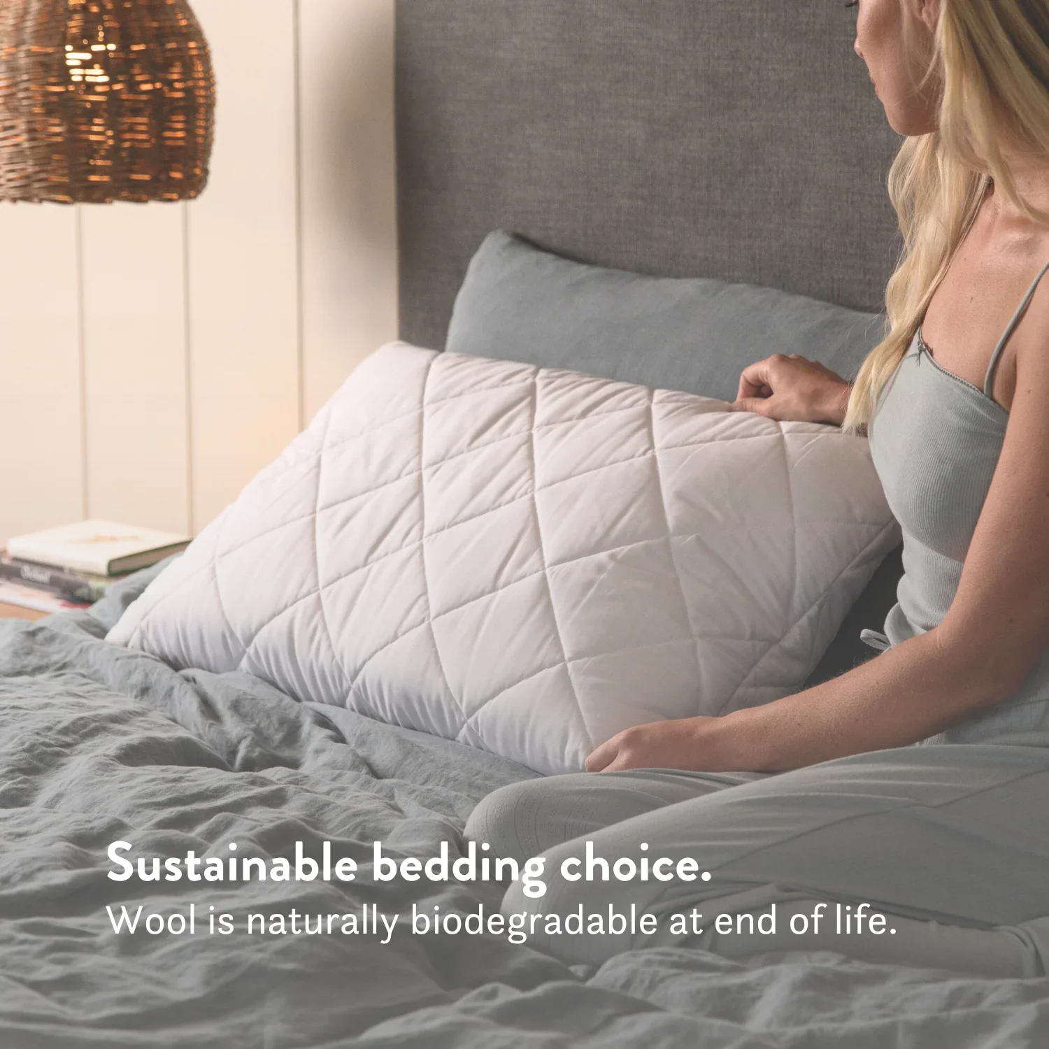 Quilted British Wool Pillow - Adjustable - Image 4