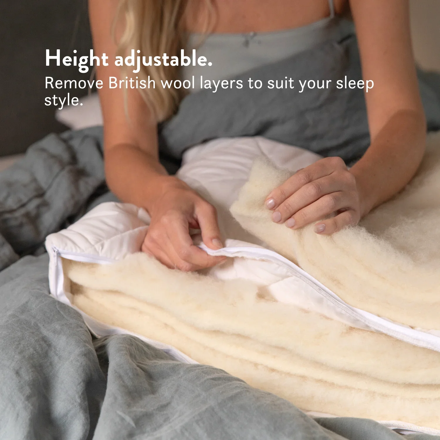 Quilted British Wool Pillow - Adjustable - Image 5