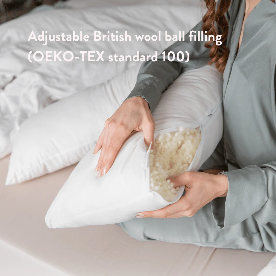 V-Shaped British Wool Pregnancy Pillow - 100% Cotton Cover - Image 5